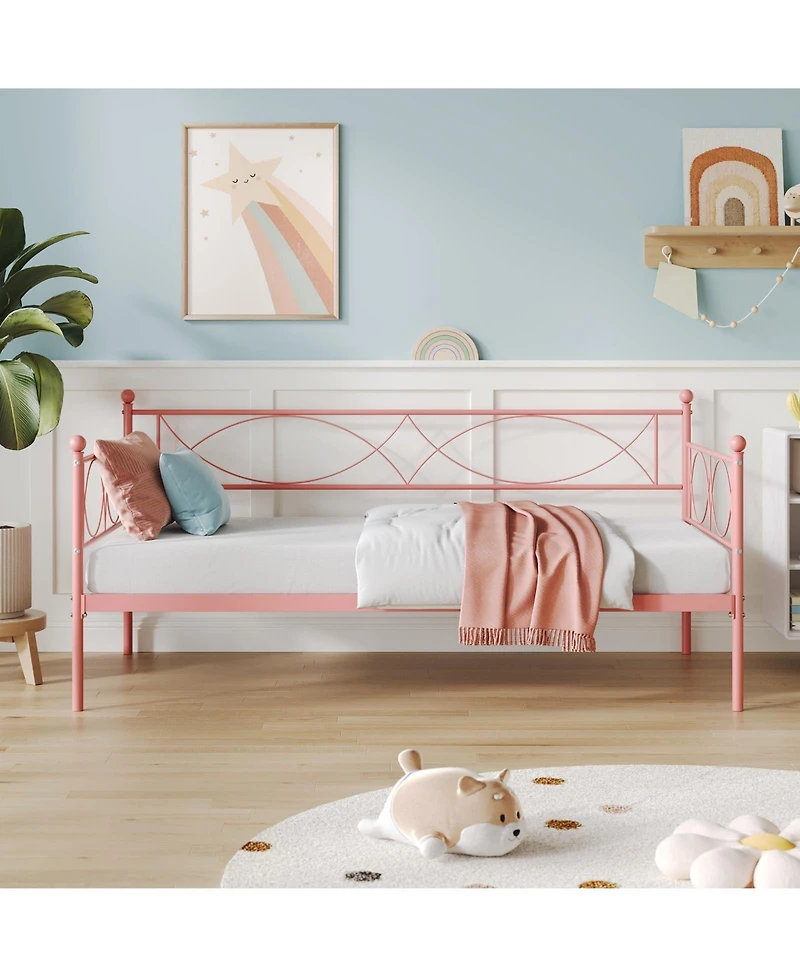 gaomon Twin daybed with Trundle, Metal Twin Daybed, Day Bed Sofa Bed Frame with Steel Slat Support