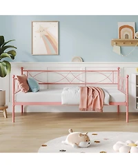 gaomon Twin daybed with Trundle, Metal Twin Daybed, Day Bed Sofa Bed Frame with Steel Slat Support