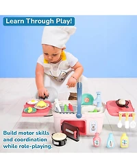 Contixo Kids Kitchen & Picnic Playset, Interactive Grill, Sink, Oven, Lights & Music, Color-Changing Foods, Toddler Toys Ages 3+