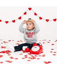 Sweet Wink Little Boys Mama's Boy Varsity Patch Valentine's Day Sweatshirt