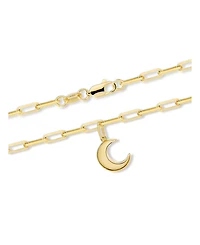 Devata Crescent Moon Charm with Paperclip Chain Bracelet in 14K Gold, 7.5 in, approx. 3.2 grams.