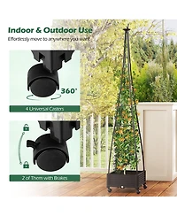 Gymax 81'' Garden Obelisk Trellis for Climbing Plants Tall Plant Support w/ Wheels