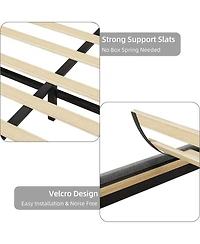 gaomon Queen Bed Frame with Storage Headboard and Charging Station, Wood Platform Bed Frame with Led Lights