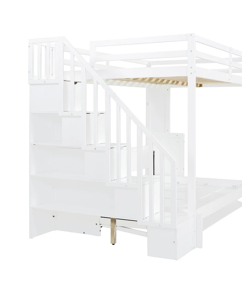 Full Over Full Size Murphy Bed with Hydraulic Lift & Desk Design