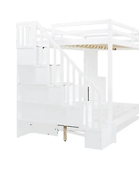 Full Over Full Size Murphy Bed with Hydraulic Lift & Desk Design