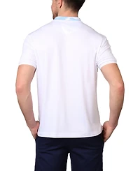 Tailorbyrd Men's Modal Pique Polo with Floral Jacquard Collar