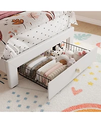 Gaomon Twin Size Upholstered Bed Frame with Led Headboard Lights & Storage Drawer, Noise Free, Platform Bed for Kids and Teens