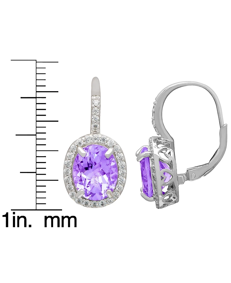 Macy's Amethyst (2.40 ct. t.w.) And White Topaz (0.56 Lever Back Drop Earrings Sterling Silver (Also Available Blue Topaz)