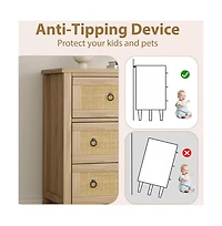 gaomon 7-Drawer Freestanding Rattan Cabinet Dresser, Wood Chest with Anti-Tip, Storage Organizer for Bedroom, Living Room