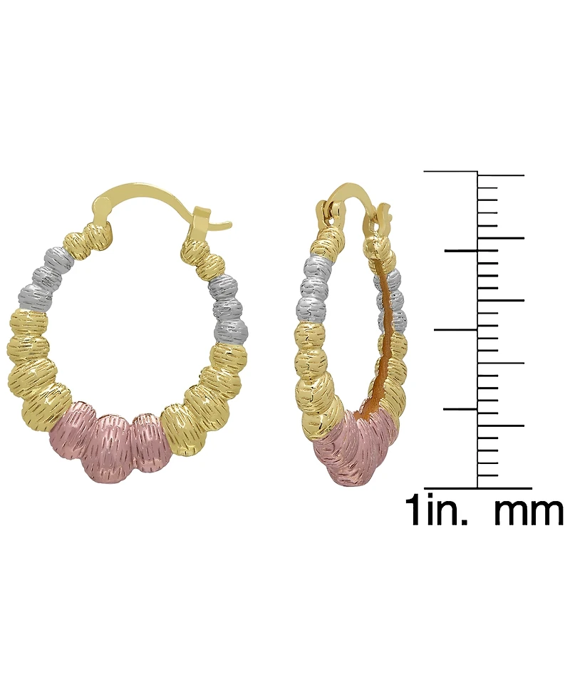 Macy's 14k Gold Plated Brass Tri-Color Graduated Oval Earrings