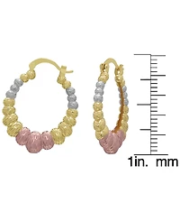 Macy's 14k Gold Plated Brass Tri-Color Graduated Oval Earrings