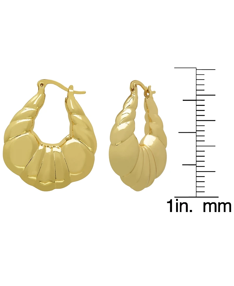 Macy's 14k Gold Plated Brass Shrimp Thick Hoop Earrings