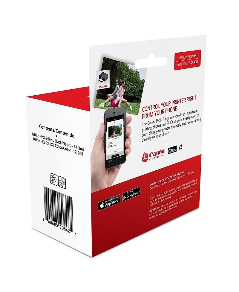 Canon 2 Pack Pg-260XL Black & Cl-261XL Color Ink Cartridge Value Pack for Pixma TR7020, TS5320 Printers