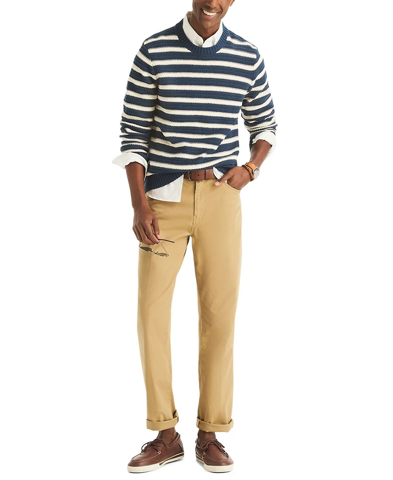 Nautica Men's Textured Striped Crewneck Sweater