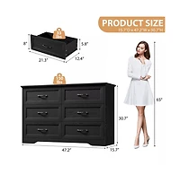 gaomon 6-Drawer Modern Dresser with Wide Metal Handle, Closet Organizer Storage Chest, Clothes Cabinet for Bedroom, Living Room
