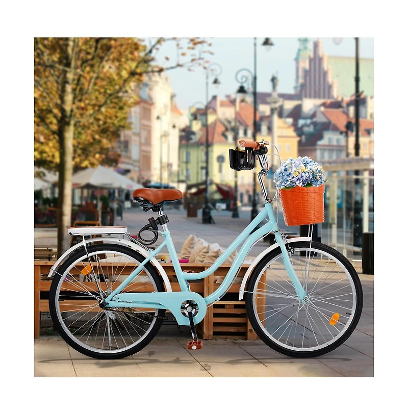 Artudatech 26-Inch Cruiser Bike for Family Rides, Low Step Frame with Passenger Seat & Footrests