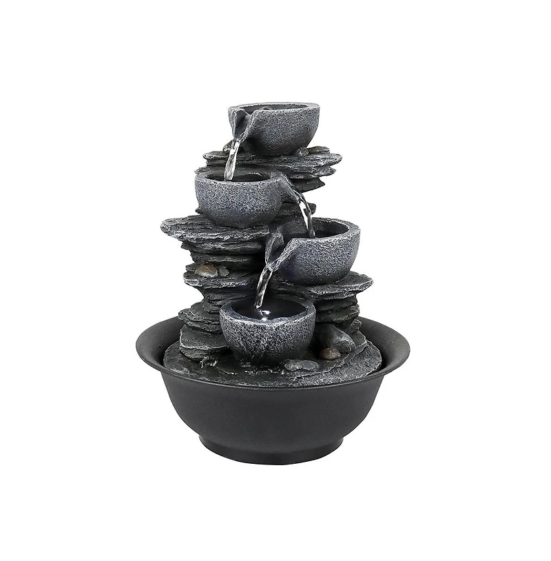 SunJet 10.6" Rock Indoor Water Fountain, Zen Meditation Tabletop Fountain with Led Light & Quiet Pump for Home, Office, Bedroom, Relaxation Decor