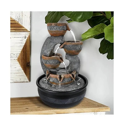 SunJet 15.7” Tabletop Water Fountain with Led Lights, Desktop Waterfall Fountain with Relaxing Water Sounds for Home & Office Decor