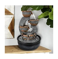 SunJet 15.7” Tabletop Water Fountain with Led Lights, Desktop Waterfall Fountain with Relaxing Water Sounds for Home & Office Decor