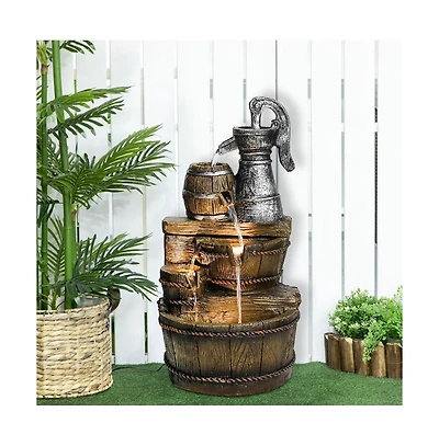 Sunjet 25.5” H Barrel Outdoor Water Fountain