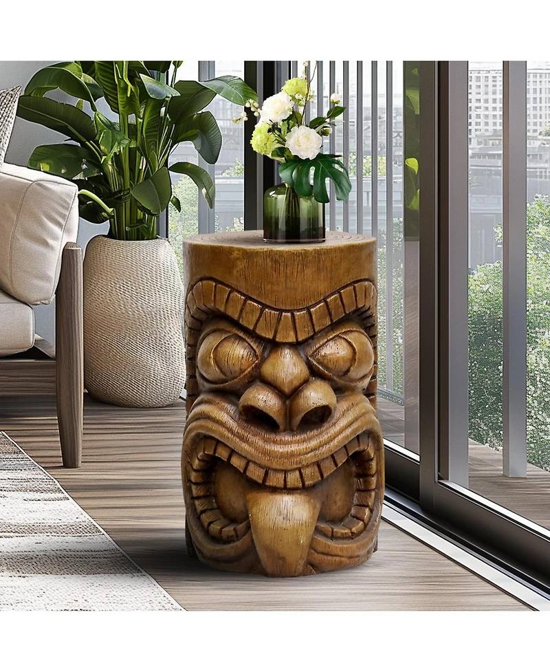 Sunjet Outdoor Decorative Sculpture – The Grande Tiki God Kanaloa Concrete Statue 19.6"H, Indoor/Outdoor Garden, Patio, Backyard, Office D