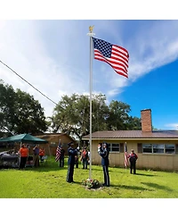 Yescom 25' Heavy Duty Flag Pole Kit with Solar Light & Deck Mount Bravery Mega 13 Gauge Aluminum Sectional Flagpole for Outdoor Patio Dock Side Silver