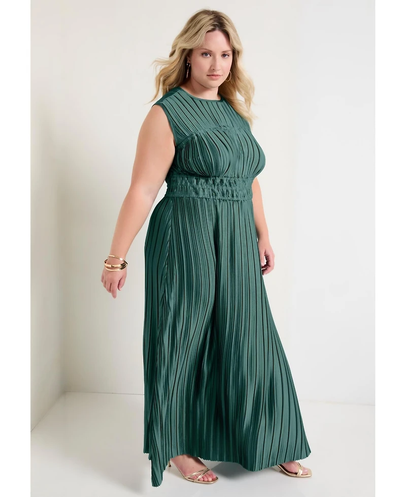 June + Vie Women's Boatneck Cap-Sleeve Maxi Dress.