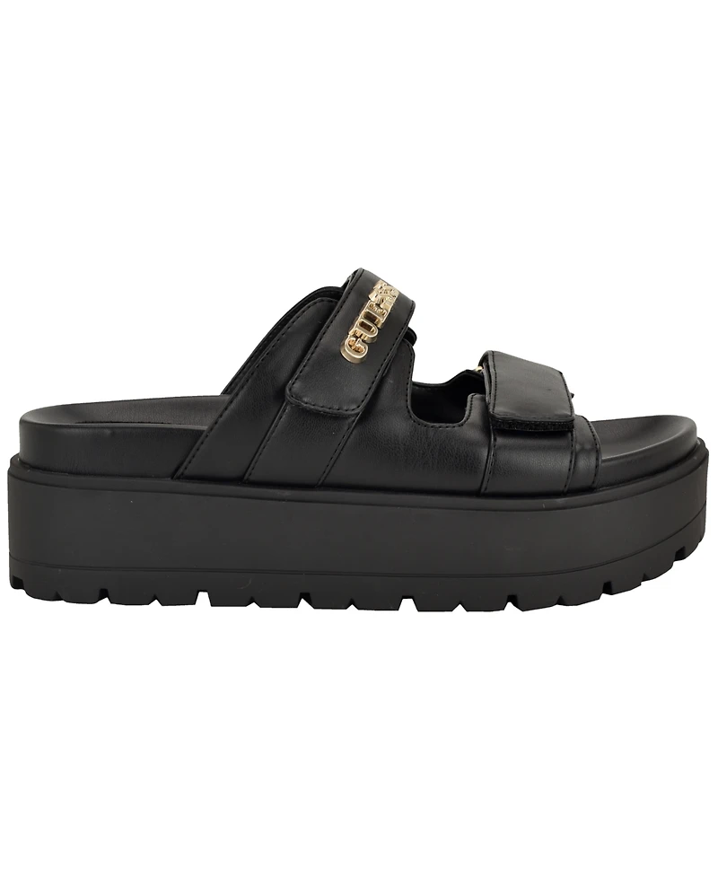 Guess Womens Faxon Platform Lug Sole Footbed Sandals