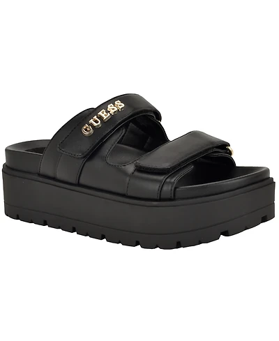 Guess Womens Faxon Platform Lug Sole Footbed Sandals