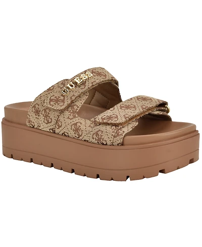 Guess Womens Faxon Platform Lug Sole Footbed Sandals