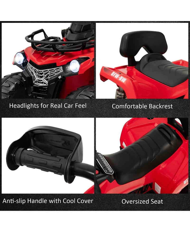 Sugift 12V Kids Ride On Atv 4 Wheeler with MP3 and Headlights-Red