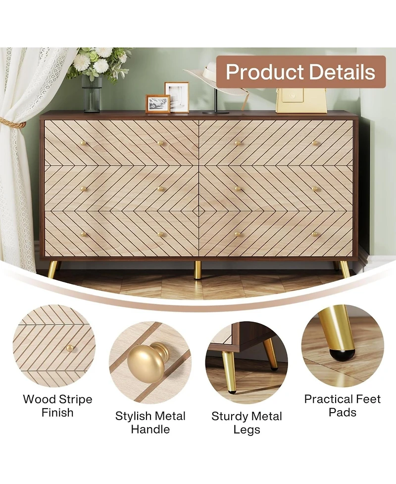 Tribesigns Wooden Drawer Organizer Cabinet Unit, with Solid Wood Legs