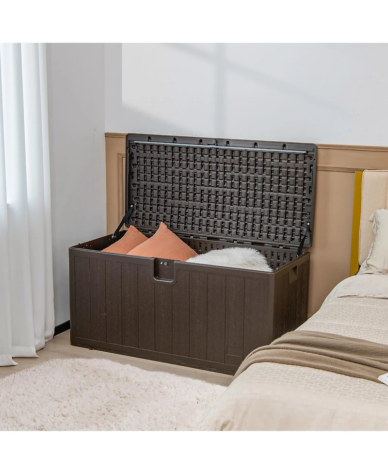 Costway 105 Gallon Outdoor Resin Deck Box All Weather Lockable Storage Container