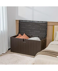 Costway 105 Gallon Outdoor Resin Deck Box All Weather Lockable Storage Container