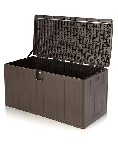 Costway 105 Gallon Outdoor Resin Deck Box All Weather Lockable Storage Container