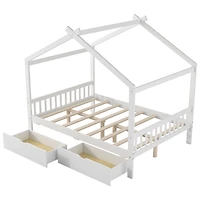 Boyel Living Twin House Platform Bed with Two Drawers,Headboard and Footboard