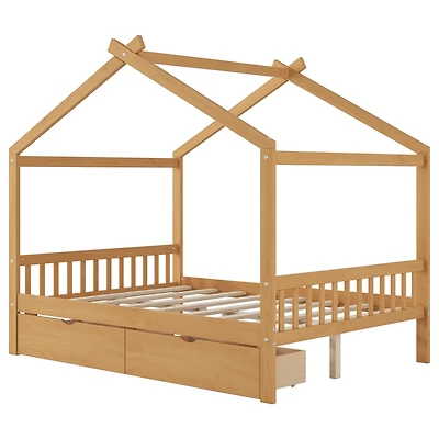 Boyel Living Twin House Platform Bed with Two Drawers,Headboard and Footboard