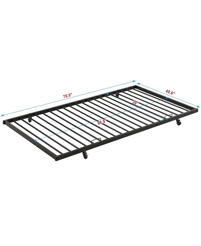 Boyel Living Full Over Full Metal Bunk Bed with Trundle, No Box Spring Needed, Easy Assemble Black