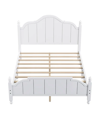 Boyel Living Queen Wooden Bed Frame with Headboard Vintage Platform Slats Support Easy Assembly