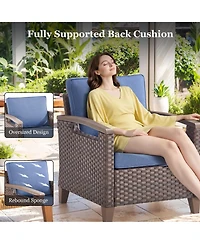 Gymojoy Farmhouse 2-Piece Brown Pe Wicker Outdoor Lounge Chair with Olefin Cushions