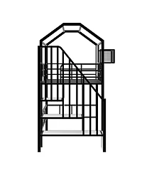 Simplie Fun Metal Loft Bed With Roof Design And A Storage Box, Twin, Pink