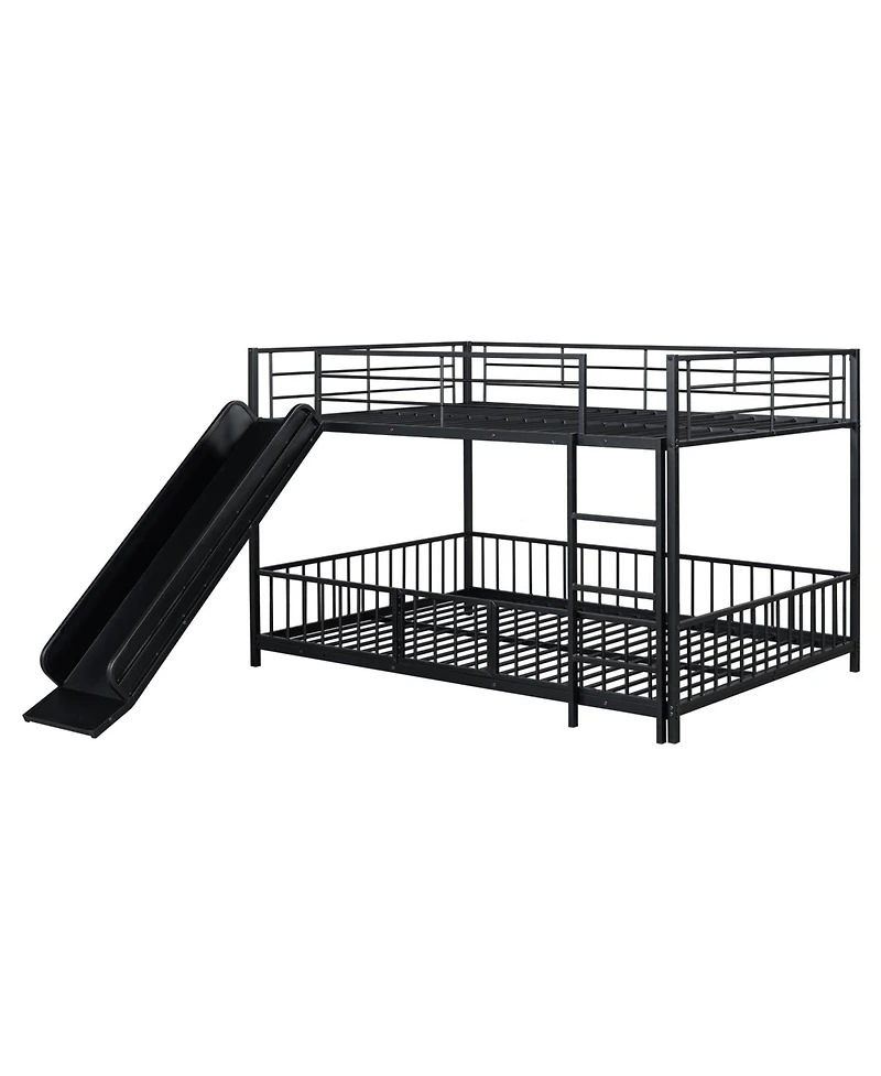 Streamdale Furniture Full Over Full-Size Metal Bunk Bed with Slide and Guardrails