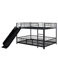 Streamdale Furniture Full Over Full-Size Metal Bunk Bed with Slide and Guardrails