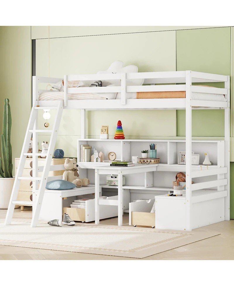 Streamdale Furniture Streamdale Twin Loft Bed with Storage and Desk