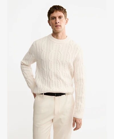 Mango Men's Wool Braided Sweater