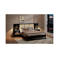 Streamdale Furniture Queen Bed Frame with Nightstands and Lamps