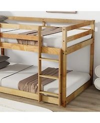 Streamdale Furniture Twin over Twin Solid Wood Loft Bed with Ladder
