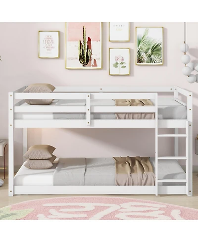 Streamdale Furniture Twin over Twin Loft Bed with Ladder and Reinforced Slats, White