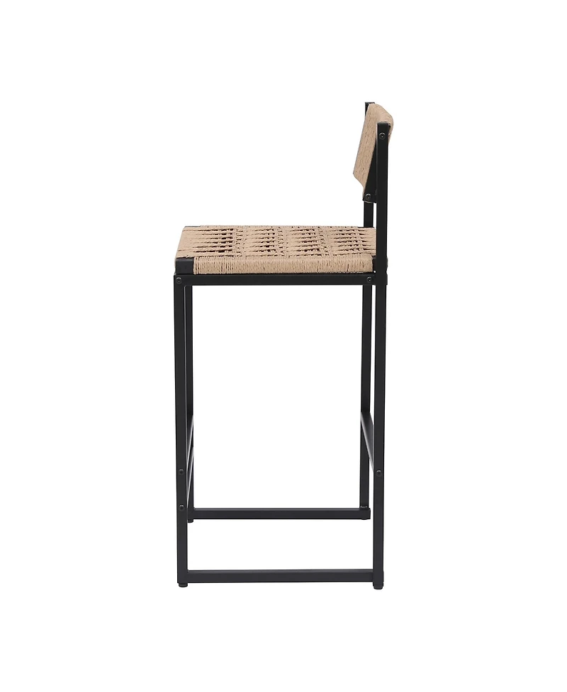 Streamdale Furniture Kitchen Bar Stools with Footrest Set of 2 Paper Rope Weave Dining Chairs Counter Height Barstool