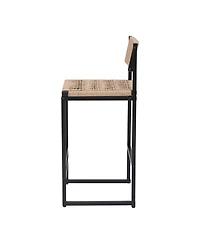 Streamdale Furniture Kitchen Bar Stools with Footrest Set of 2 Paper Rope Weave Dining Chairs Counter Height Barstool